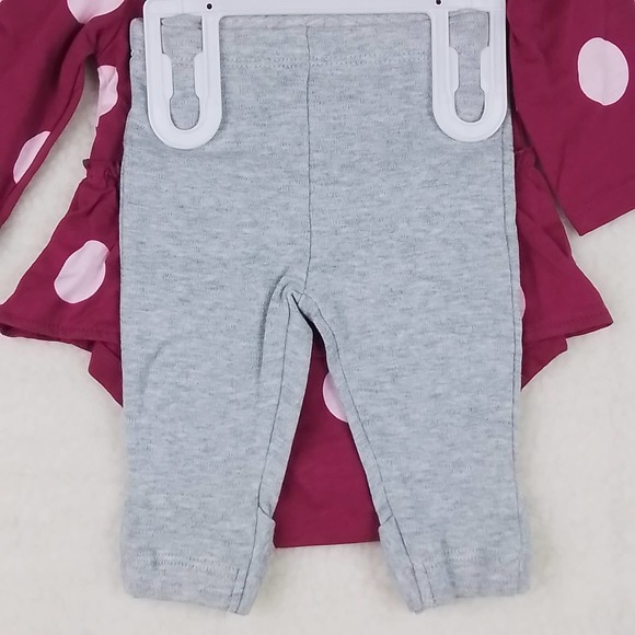 Carter's Baby Cotton‎ 2-Piece Set Size 3mo in Pink and Gray w/ Polka Dots - Picture 7 of 11